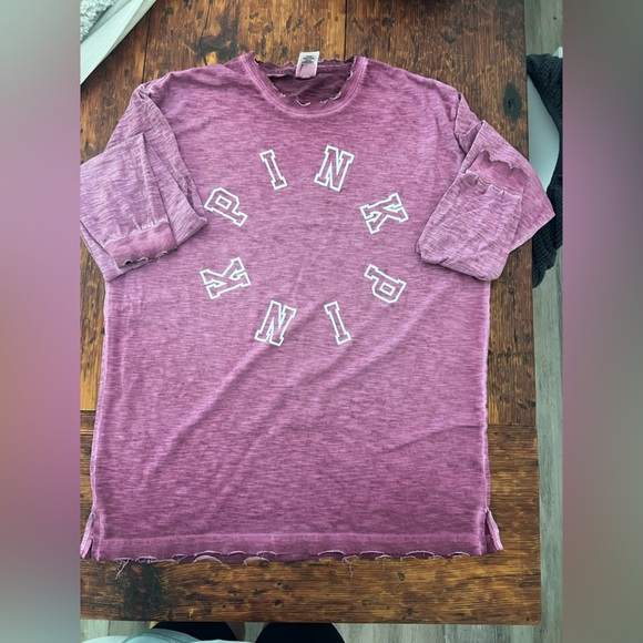PINK Victoria's Secret Distressed Pink Ombré distressedTee - Picture 1 of 3